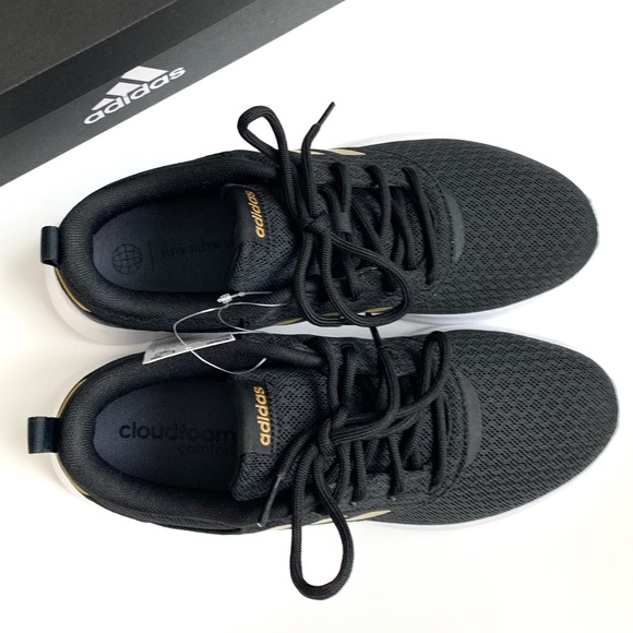 ADIDAS WT RACER SNEAKER SPORT SHOE IN BLACK WITH GOLD 3 STRIPES SIZE 9 - Picture 4 of 10